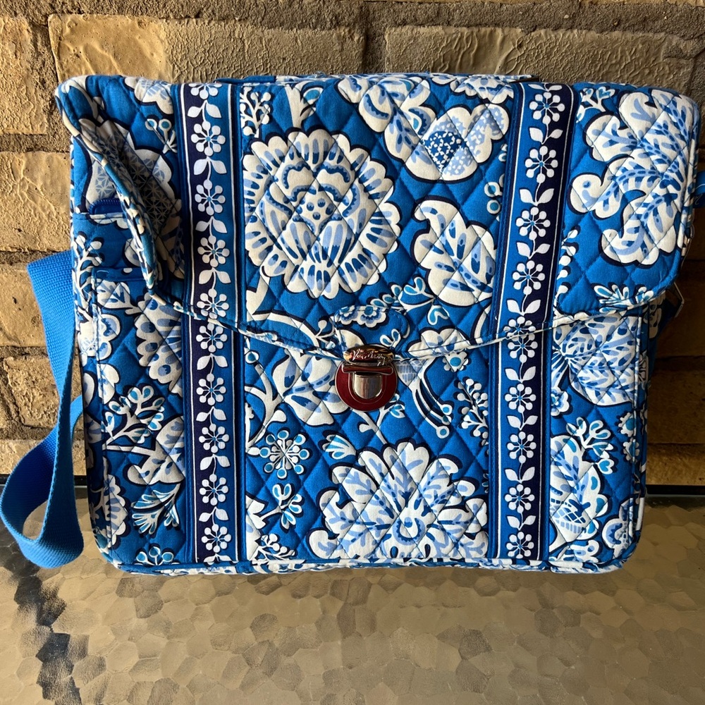 Vera Bradley Blue and White Crossbody Bag with Quilted Design